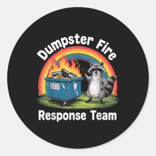 Dumpster Fire Rainbow Racoon Funny Sarcastic Nove Classic Round Sticker