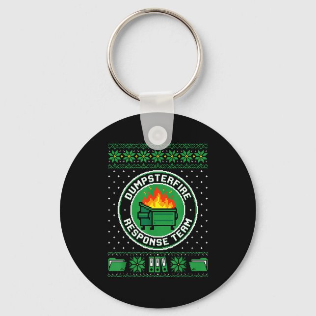 Dumpster Fire Resnse Team Funny Office Holiday Xel Key Ring (Front)