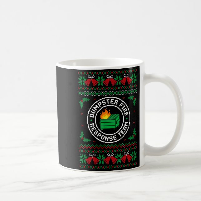 Dumpster Fire Resnse Team Ugly Christmas Sweater X Coffee Mug (Right)
