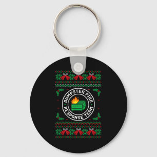 Dumpster Fire Resnse Team Ugly Christmas Sweater X Key Ring