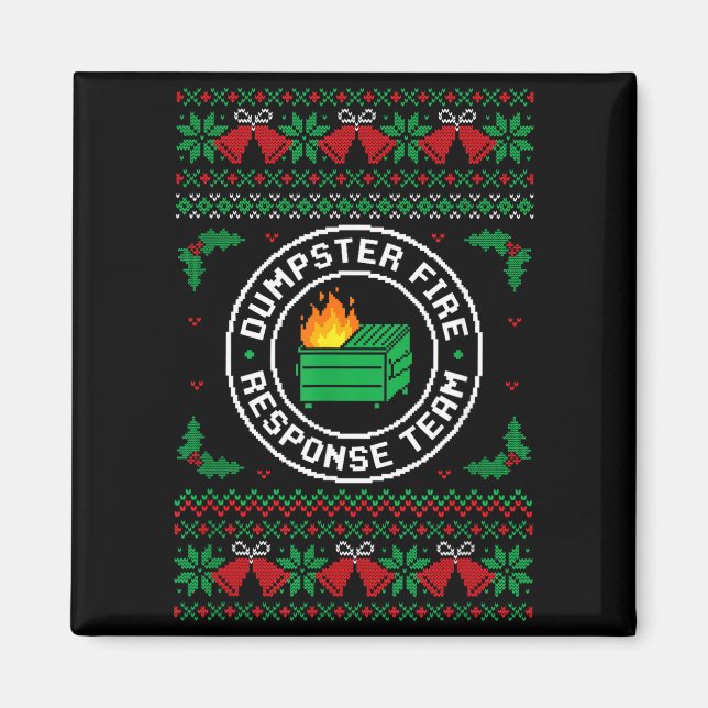 Dumpster Fire Resnse Team Ugly Christmas Sweater X Magnet (Front)