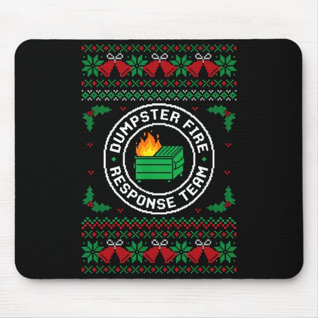 Dumpster Fire Resnse Team Ugly Christmas Sweater X Mouse Pad (Front)