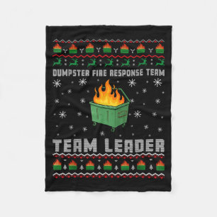 Dumpster Fire Resnse Team Ugly Christmas Sweaters Fleece Blanket