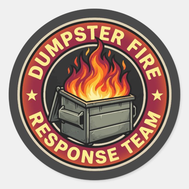 dumpster fire response team funny classic round sticker (Front)