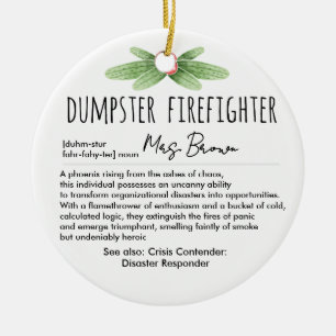 Dumpster Firefighter Funny Definition Custom Name Ceramic Ornament