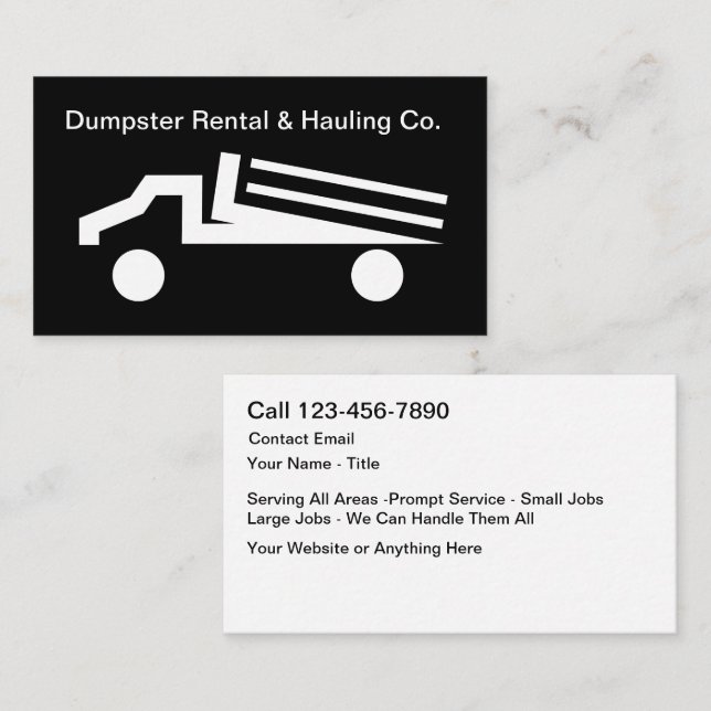 Dumpster Rental Hauling Truck Modern Business Card (Front/Back)