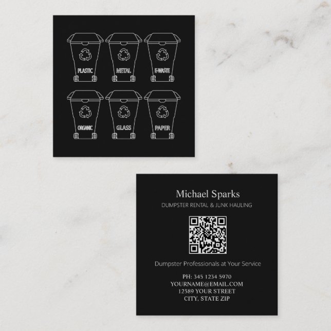 Dumpster Rentals QR Square Business Card (Front/Back)