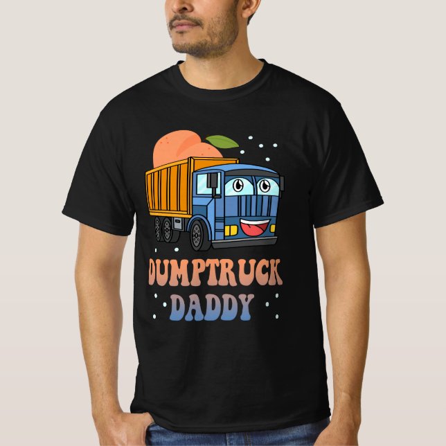 Dumptruck Daddy Retro Groovy Father Day Constructi T-Shirt (Front)
