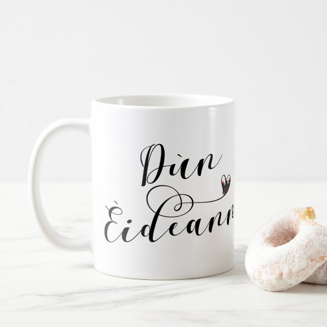 Dùn Èideann Flag Heart, Edinburgh Coffee Mug (With Donut)