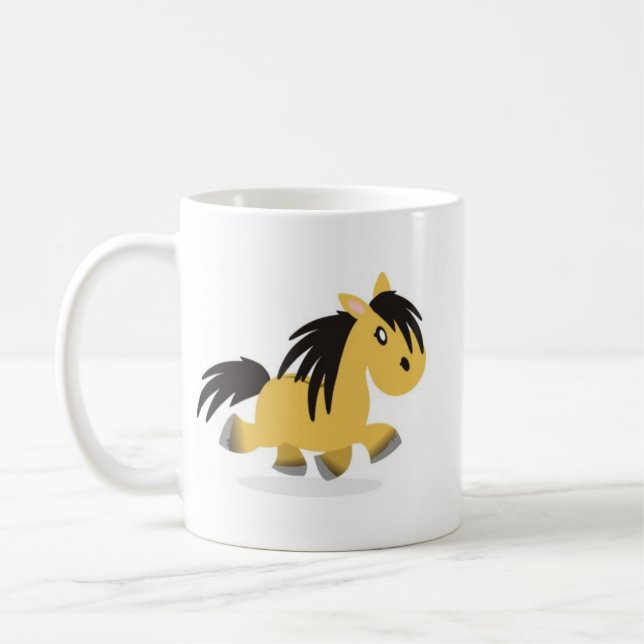 Dun Highland Pony Cartoon Mug (Left)