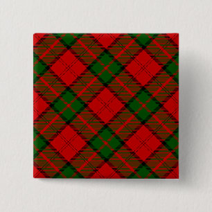 Dunbar tartan red green plaid 15 cm square badge