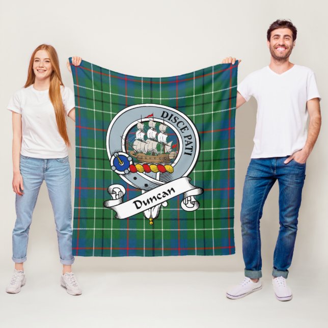 Duncan Ancient Clan Badge Tartan Plaid Fleece Blanket (In Situ)