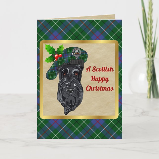 Duncan Badge & Tartan Personalised Xmas Card (Front)