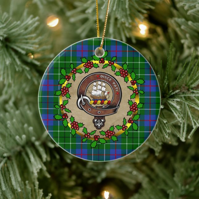 Duncan Clan Badge & Tartan Personalised Xmas  Ceramic Ornament (Tree)