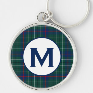 Duncan Family Tartan Green and Blue Plaid Monogram Key Ring