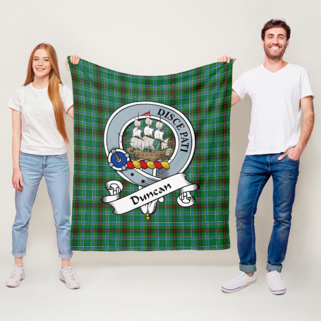 Duncan of Sketraw Clan Badge Tartan Plaid Fleece Blanket (In Situ)