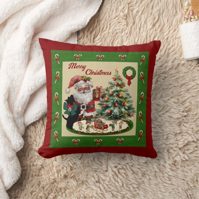 Duncan Scottie & Santa Christmas Cushion (Blanket)