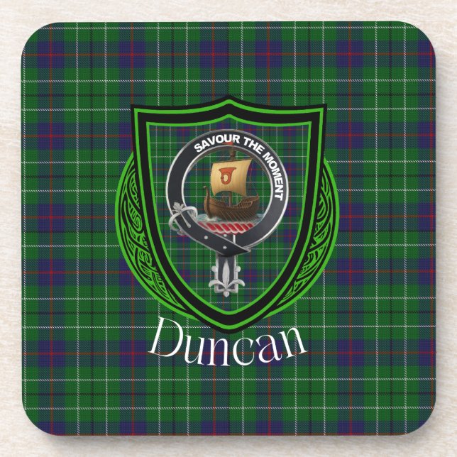 Duncan Scottish Clan Tartan & Crest Coaster (Front)