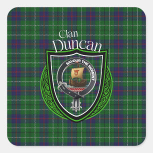 Duncan Scottish Clan Tartan & Crest Square Sticker