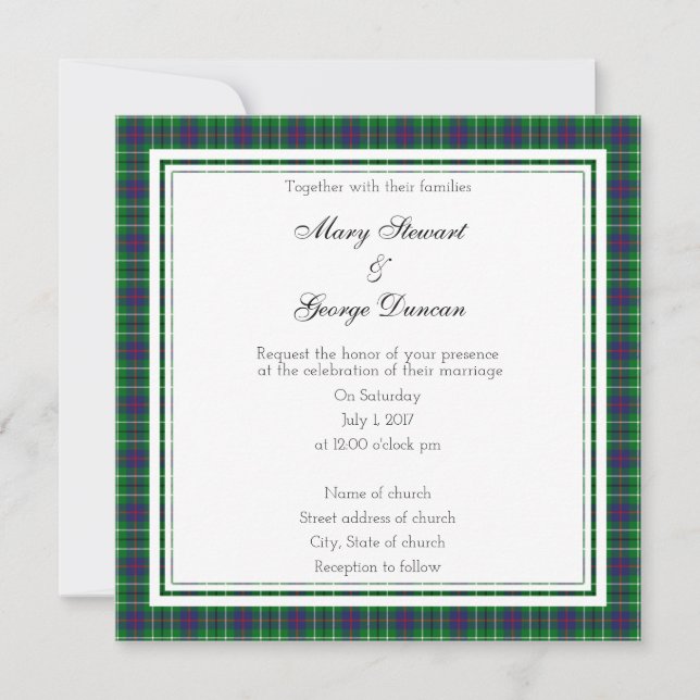 Duncan Scottish Wedding Square Invitation (Front)