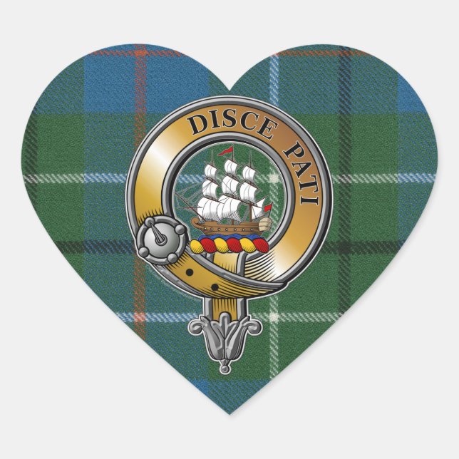 Duncan Tartan & Badge Heart Sticker (Front)