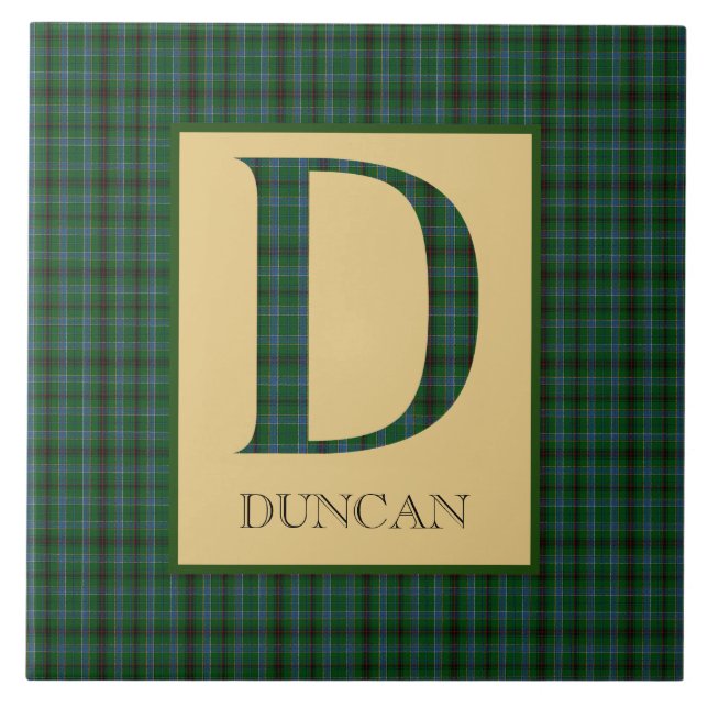 Duncan Tartan Monogram D  Ceramic Tile (Front)
