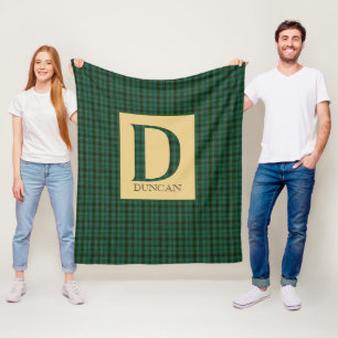 Duncan Tartan Monogram D  Fleece Blanket