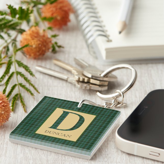 Duncan Tartan Monogram D  Key Ring (Front Right)