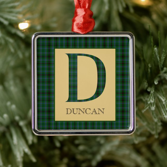 Duncan Tartan Monogram D  Metal Ornament (Tree)