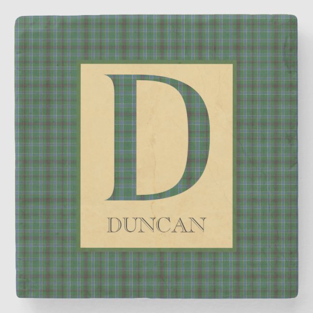 Duncan Tartan Monogram D  Stone Coaster (Front)