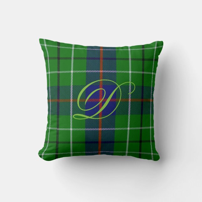 Duncan Tartan Monogram Pillow (Front)