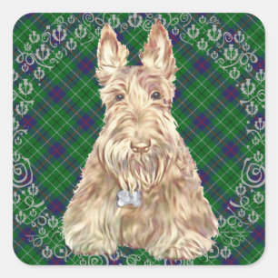 Duncan Tartan Scottie Square Sticker