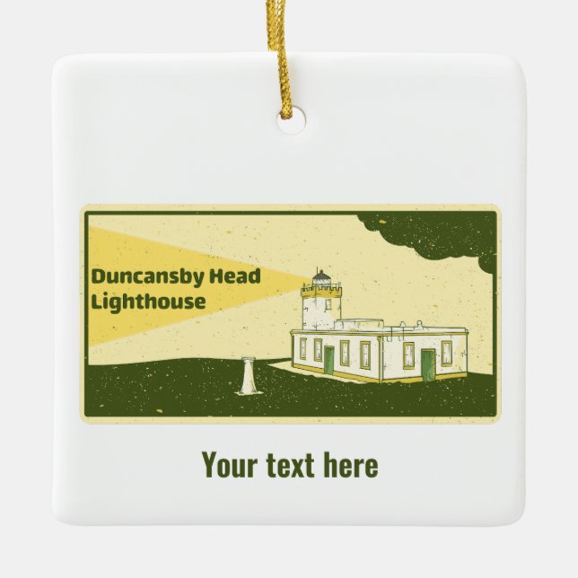 Duncansby Head Lighthouse Ceramic Ornament (Front)