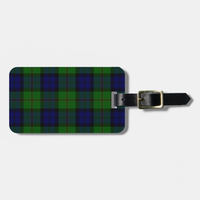 Dundas tartan blue green plaid luggage tag (Front Horizontal)