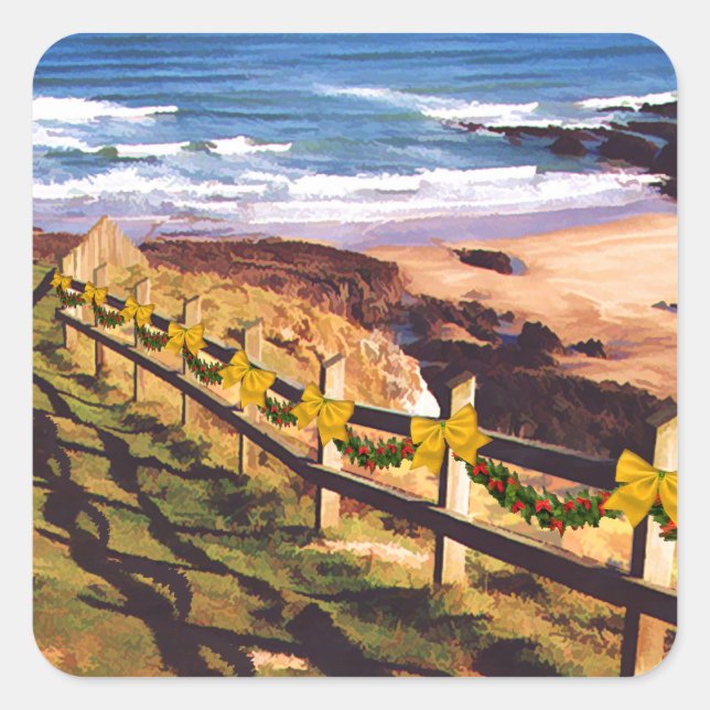 Dune Fencing at the Ocean Square Sticker (Front)