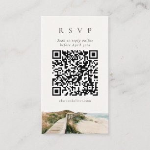 Dune Grass Outer Banks Beach QR Code RSVP Card