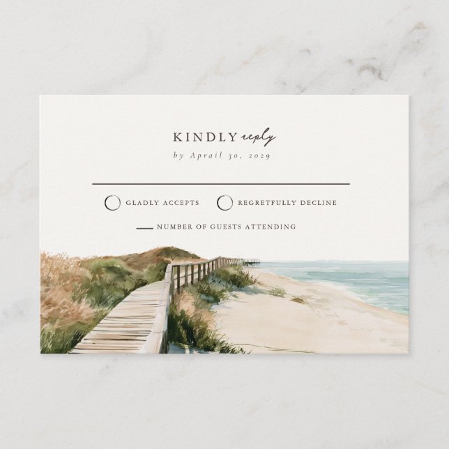 Dune Grass Shore Outer Banks Mail Back RSVP Card  (Front)