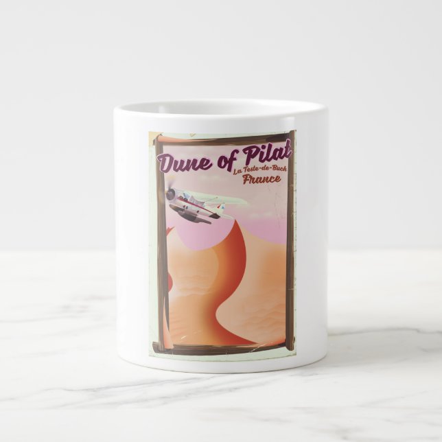 Dune of Pilat, Dunes vintage France travel poster. Large Coffee Mug (Front)
