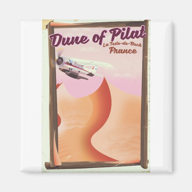 Dune of Pilat, Dunes vintage France travel poster. Magnet (Front)