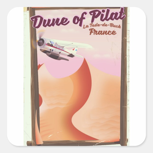 Dune of Pilat, Dunes vintage France travel poster. Square Sticker (Front)