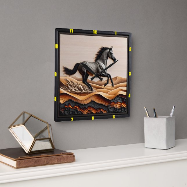 Dune Sprint: Personalised Charred Arabian Square Wall Clock (Office)