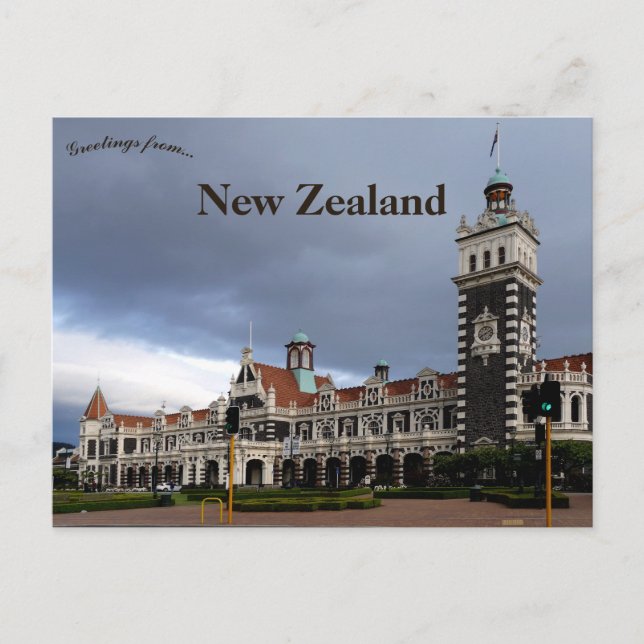 Dunedin Railway Station New Zealand Postcard (Front)