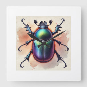 Dung Beetle 210724IREF215 - Watercolor Square Wall Clock