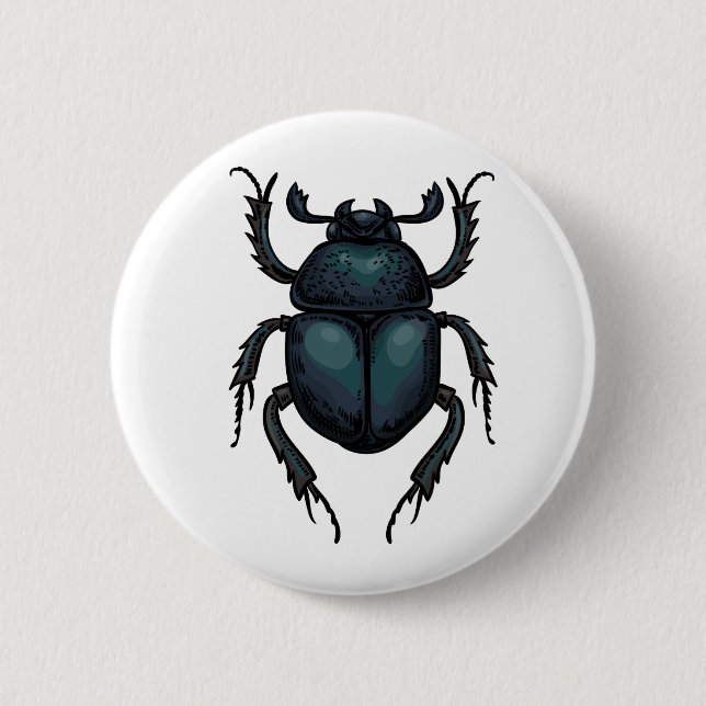 Dung beetle 6 cm round badge (Front)