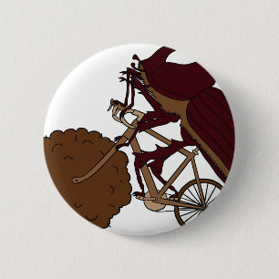 Dung Beetle Riding Bike With Dung Wheel 6 Cm Round Badge