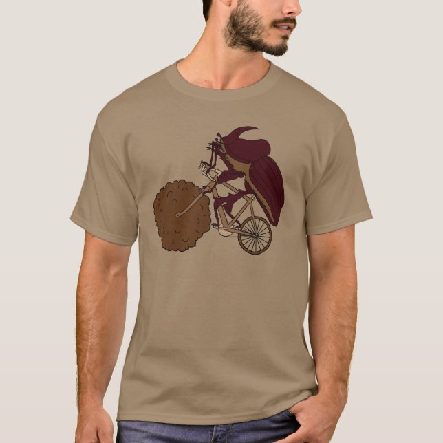 Dung Beetle Riding Bike With Dung Wheel T-Shirt (Front)