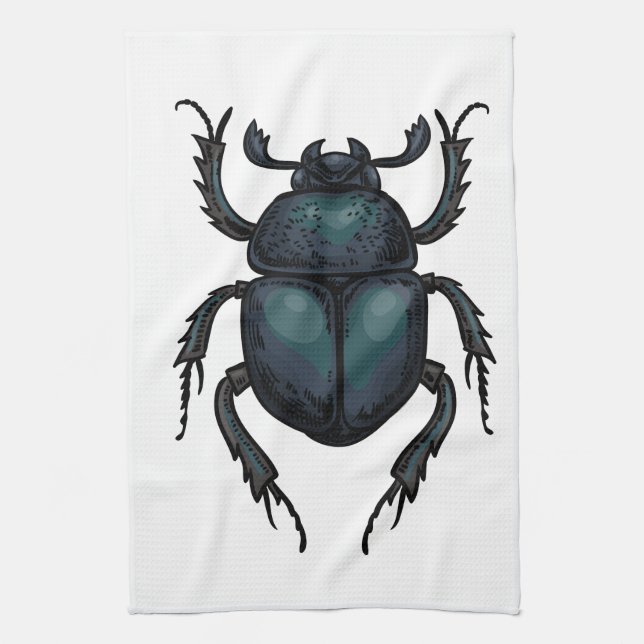Dung beetle tea towel (Vertical)