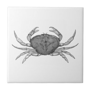 Dungeness Crab Logo (line art) Ceramic Tile