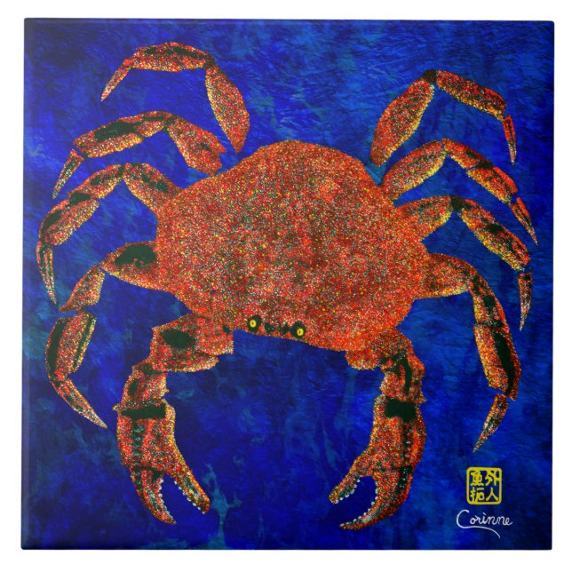 Dungeness Crab R - Large Ceramic Tile (Front)