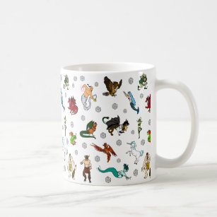 Dungeon and Dragons Dice and Magical Creatures Coffee Mug
